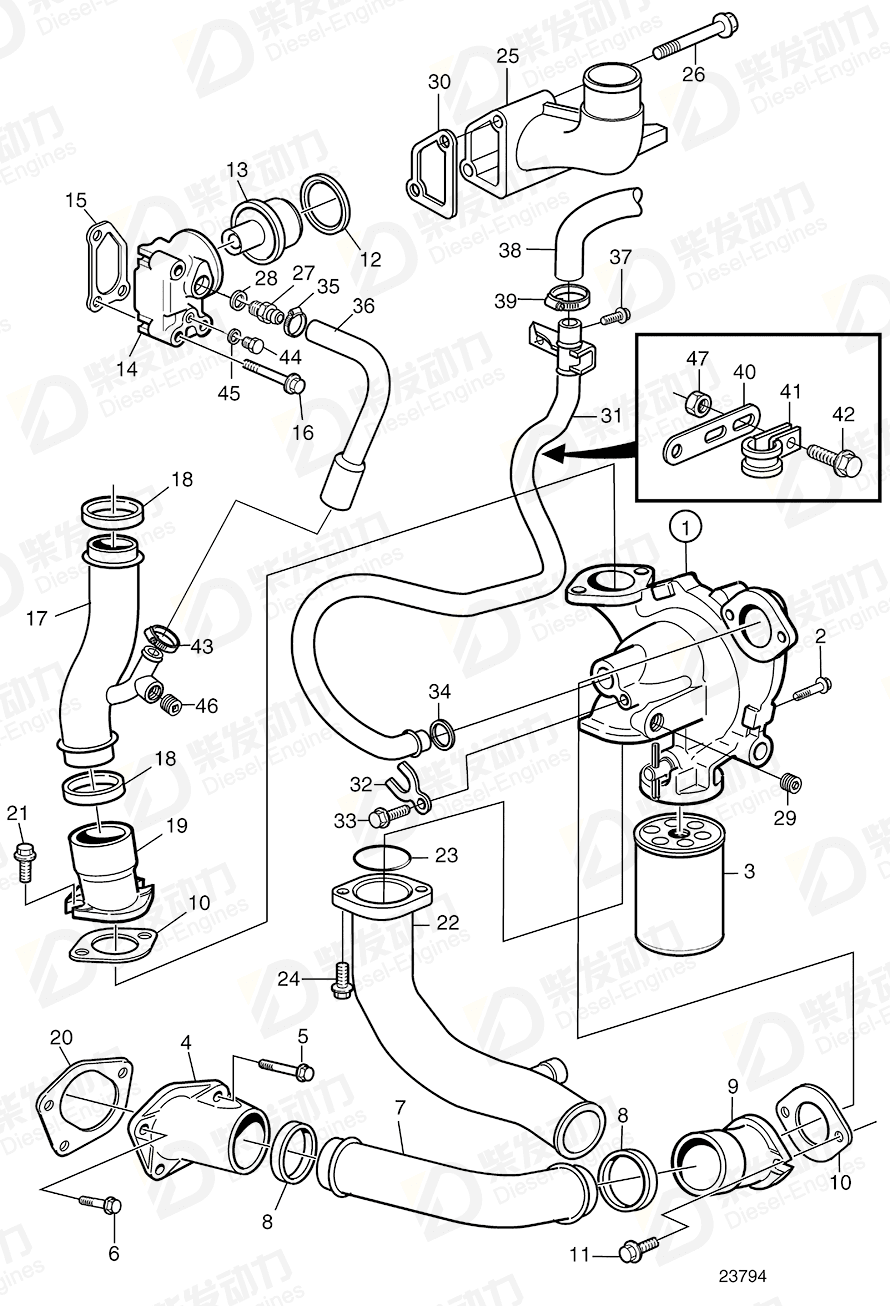 VOLVO Coolant pipe 3835928 Drawing